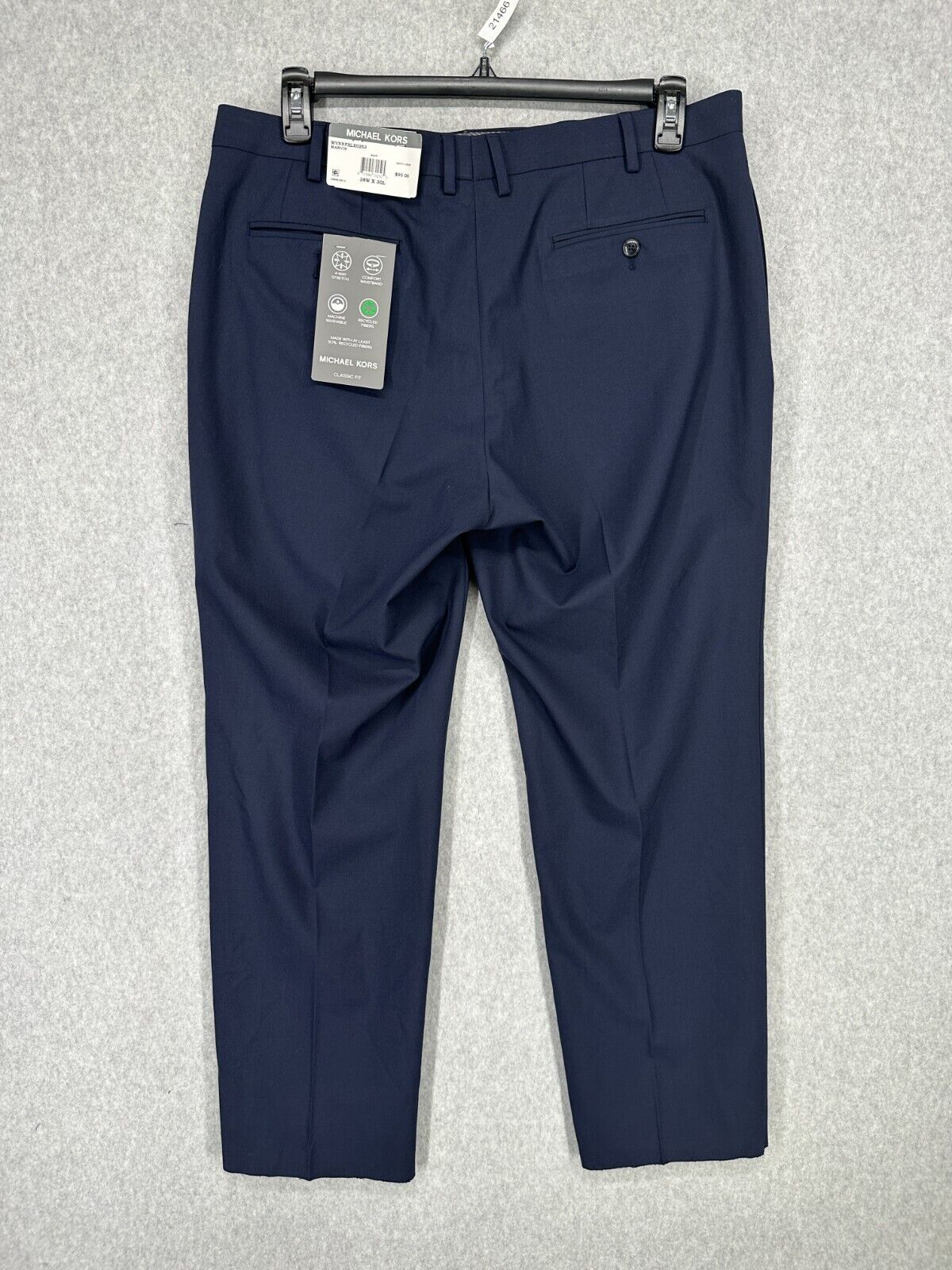 Michael Kors Dress Pants Mens Size 38x28 Navy Classic Fit Performance NWT FLAW