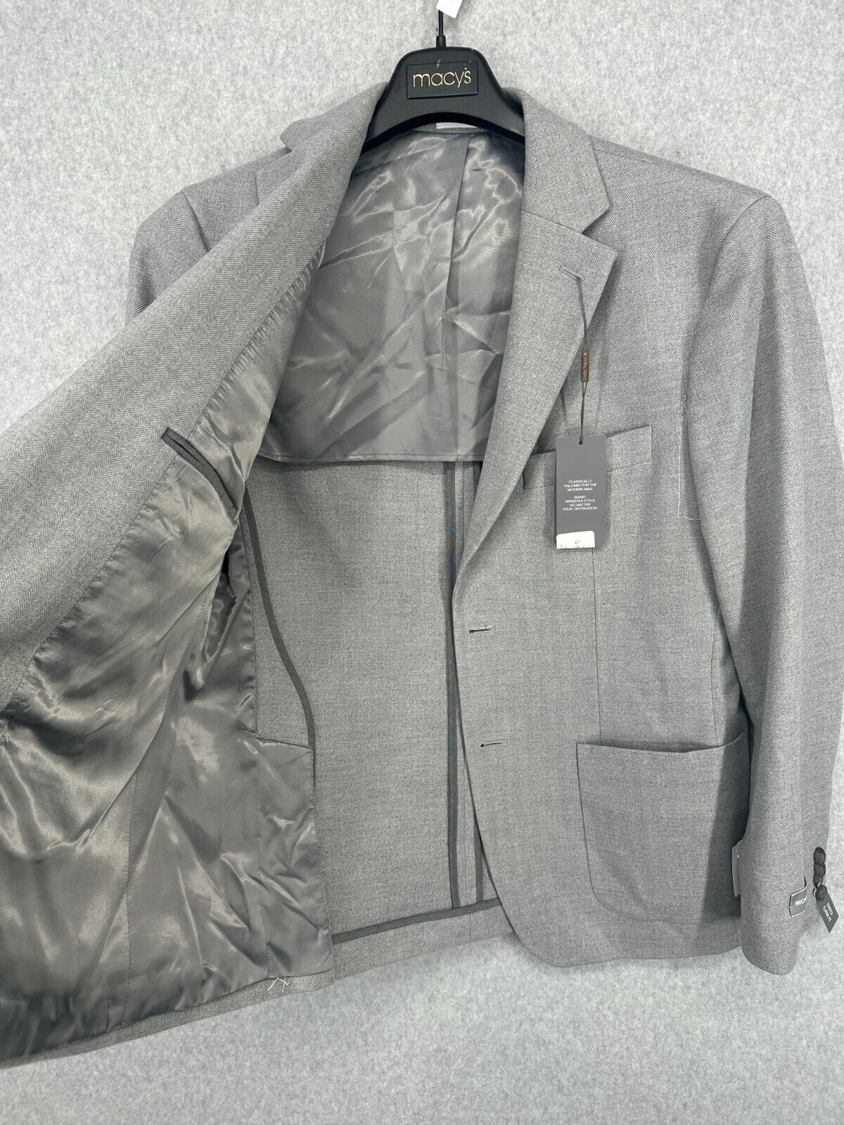 MICHAEL KORS Sport Coat Size 40S Light Gray Classic Fit Herringbone Woven FLAW