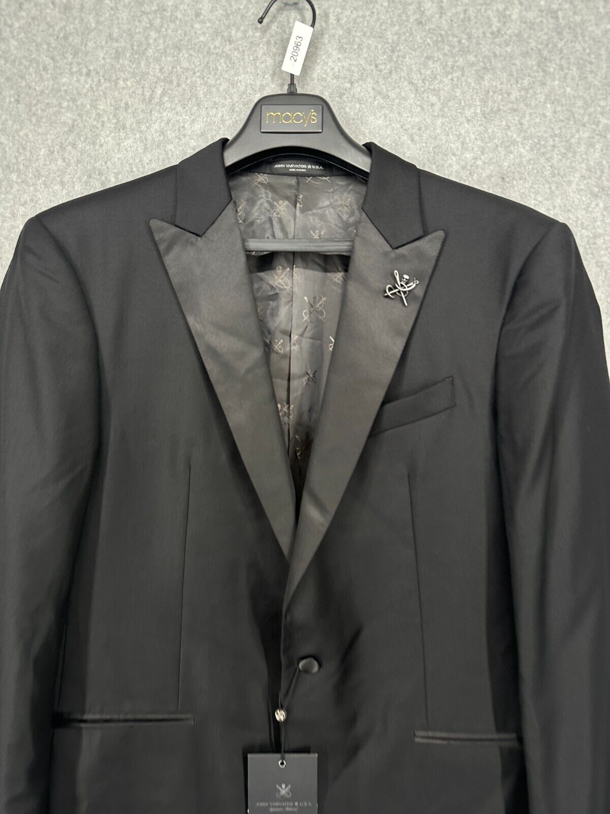 John Varvatos Star USA Tuxedo Jacket Size 42R Black Bleecker Slim Fit NWT