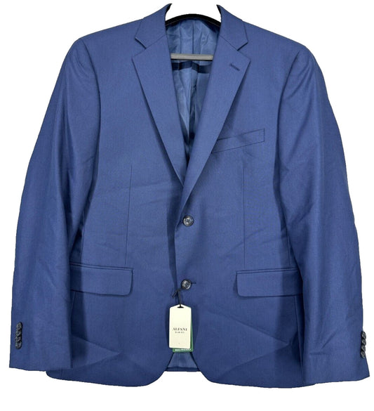 ALFANI Suit Jacket Size 40S Blue Solid Slim Fit Stretch NWOT $360