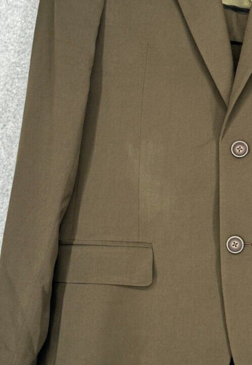 NAUTICA Suit Mens Size 36R 30x32 2-Piece Olive Green Solid Modern Fit Bi Stretch