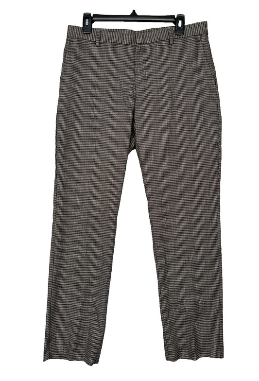 TOMMY HILFIGER Dress Pants Mens Size 34x30 Brown Check Plaid Modern Fit TATE NWT