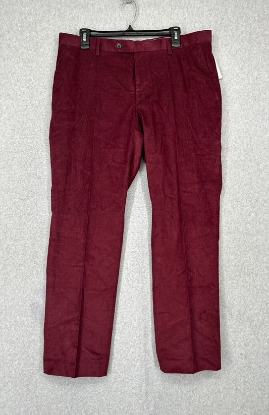 TOMMY HILFIGER Corduroy Pants Mens Size 32x30 Burgundy Modern Fit NWOT $95