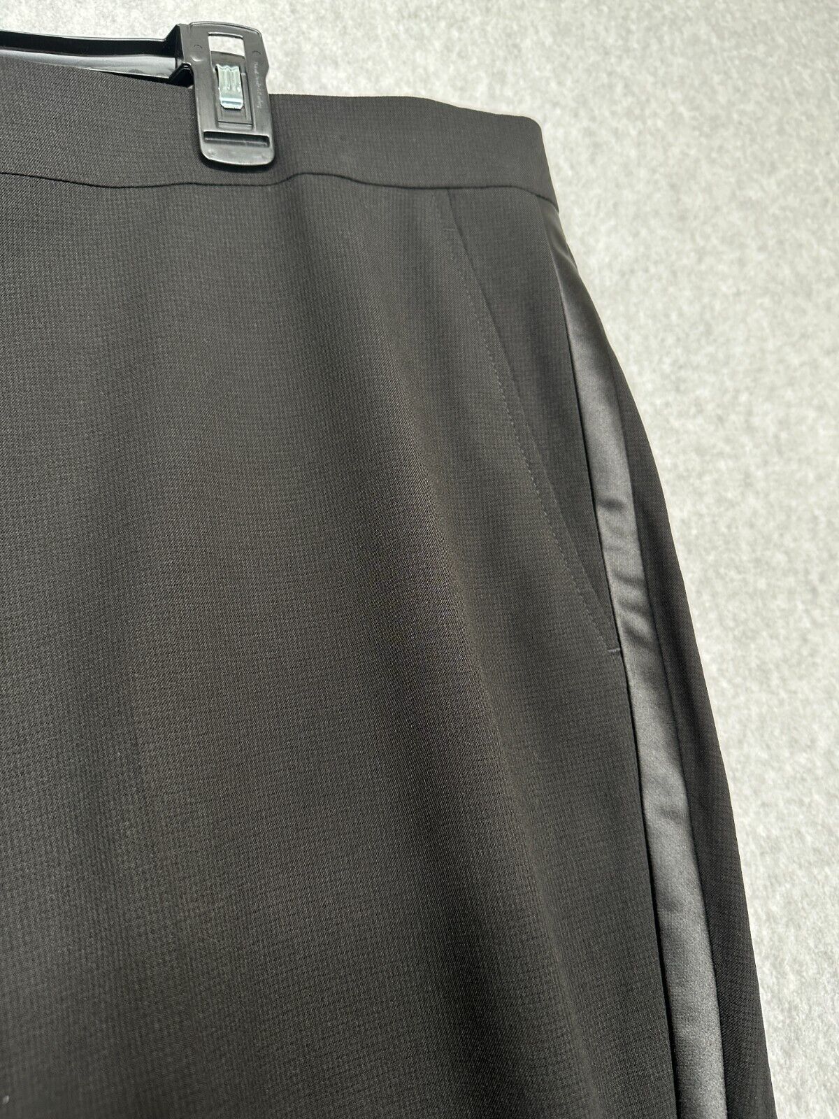 Kenneth Cole Reaction Tuxedo Pants Men Size 45x32 Black Slim Fit Ready Flex