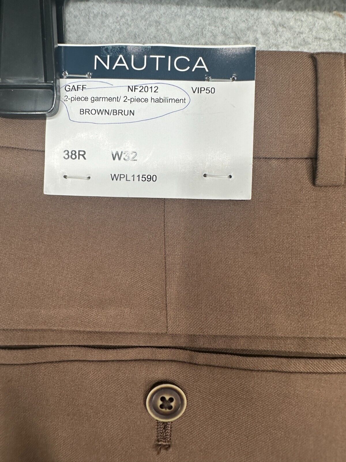 NAUTICA Suit Pants Mens Size 32x32 Brown Solid Modern Fit Bi-Stretch NWT