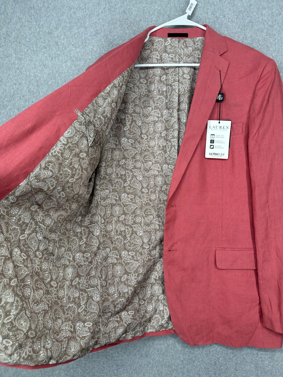 Lauren Ralph Lauren Sport Coat Size 42R Red UltraFlex Classic Fit Linen NWT