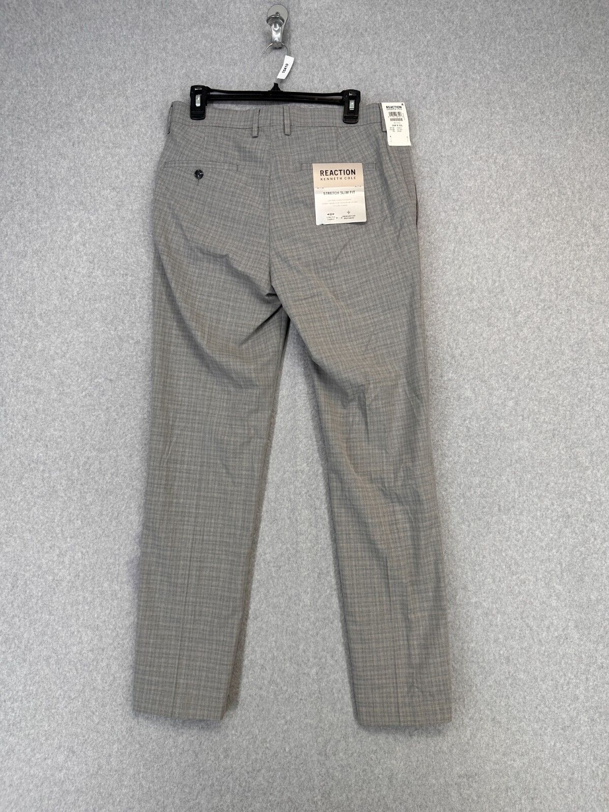 Kenneth Cole Reaction Pants Mens Slim Fit Size 31x32 Gray Mini Plaid Stretch NWT