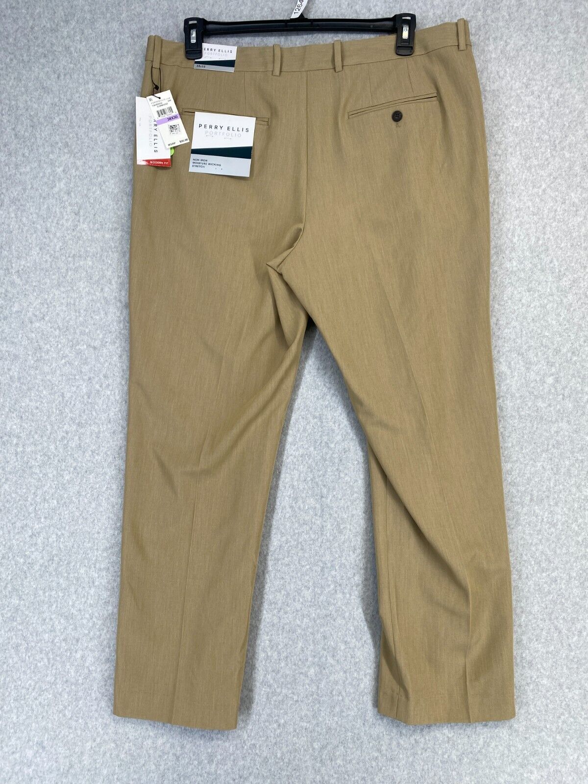 Perry Ellis Dress Pants Mens 38x30 Tan Khaki Modern Fit Resolution Stretch FLAW