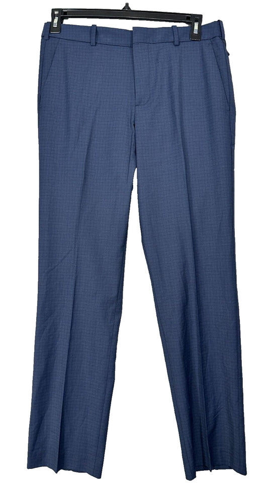 Perry Ellis Dress Pants Mens Size 33x30 Navy Plaid Modern Fit Resolution NWT