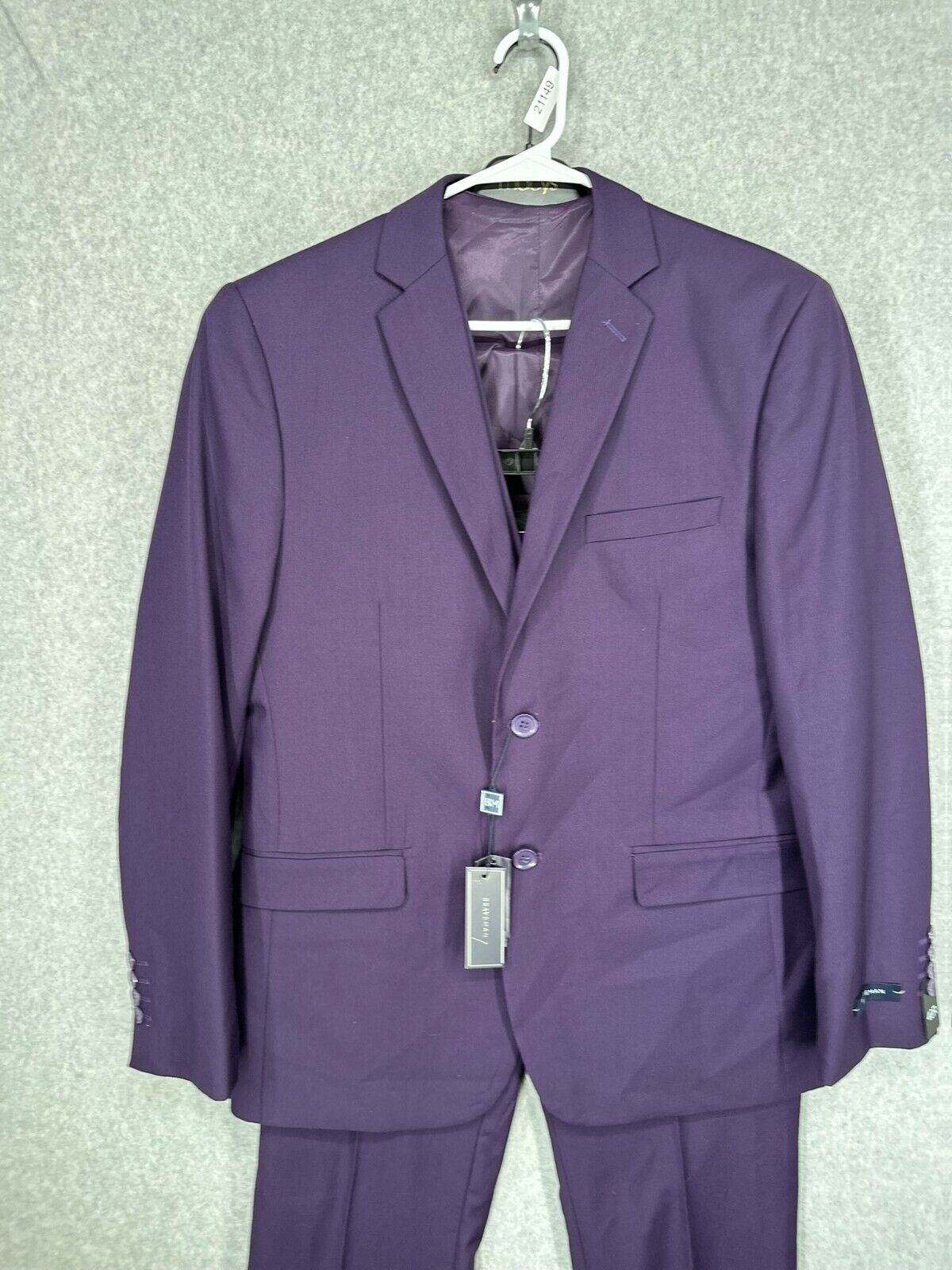 BRAVEMEN Suit Size 40R 34W Plum Purple Slim Fit 3-Piece Performance NWT