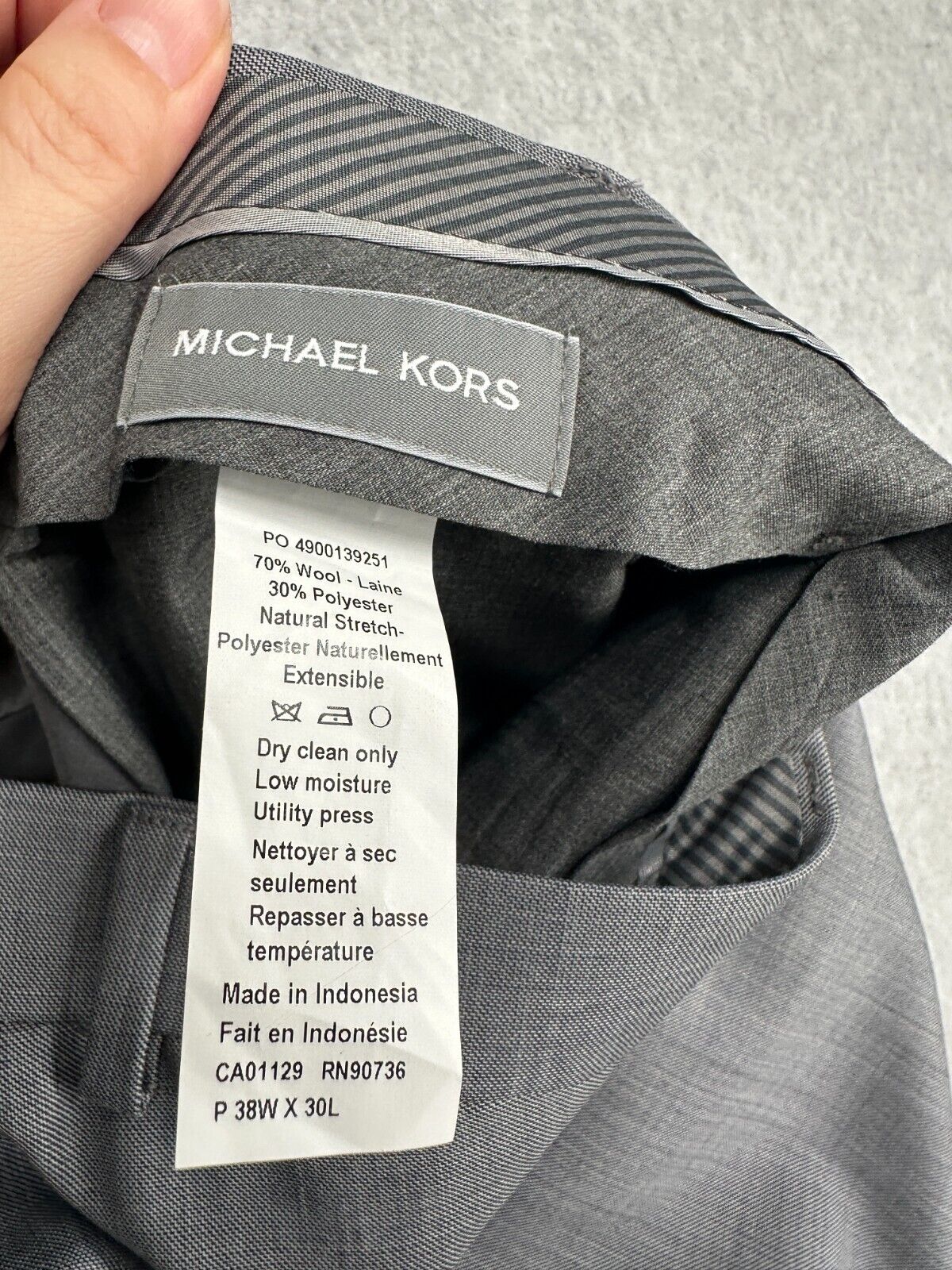 MICHAEL KORS Suit Mens Size 48R 38x30 Light Gray Classic Fit Wool Blend 2-Piece