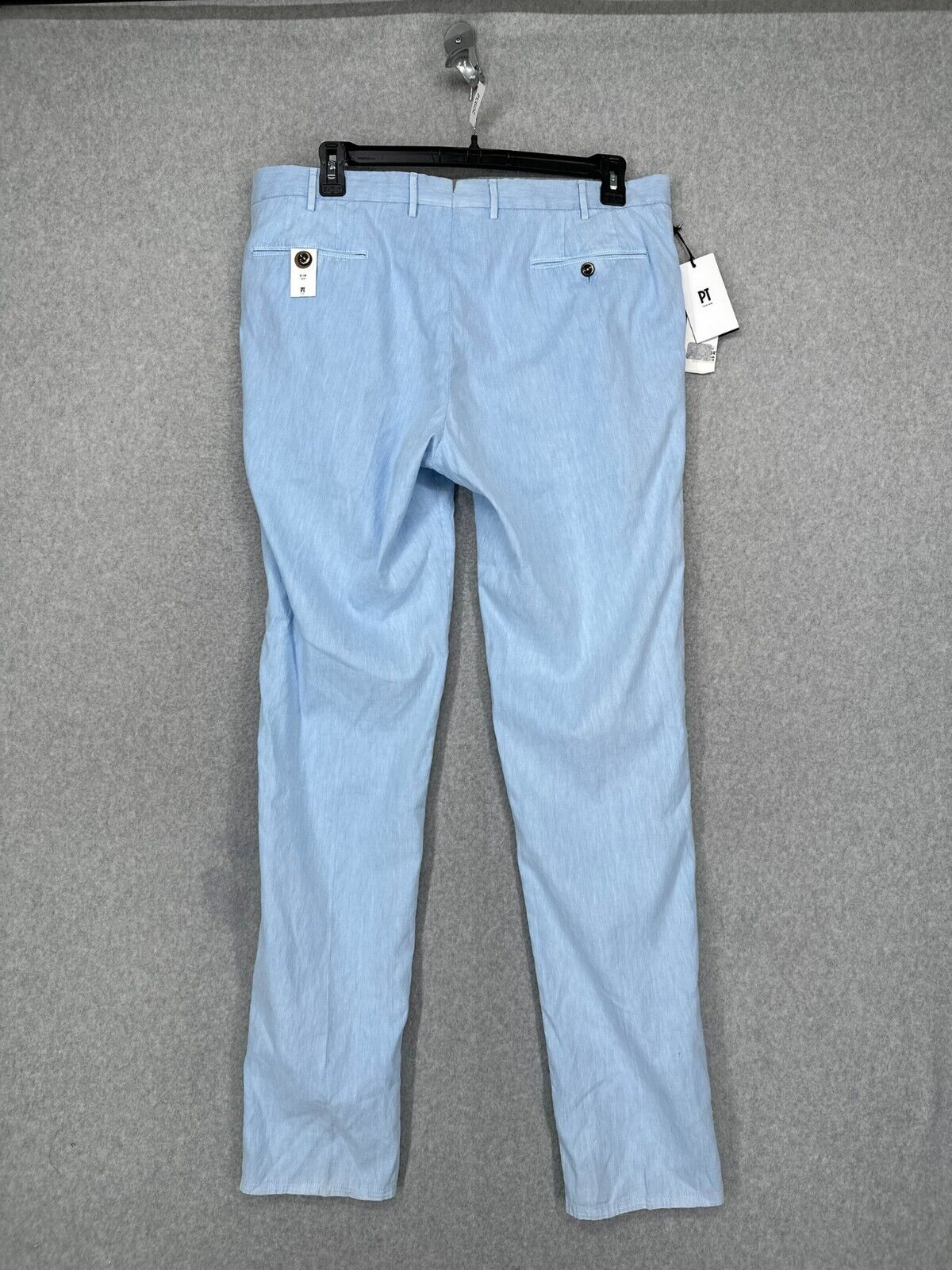 PT Torino Linen Pants Mens EU 56 US Size 40x36 Blue Slim Fit Tapered NWT $395