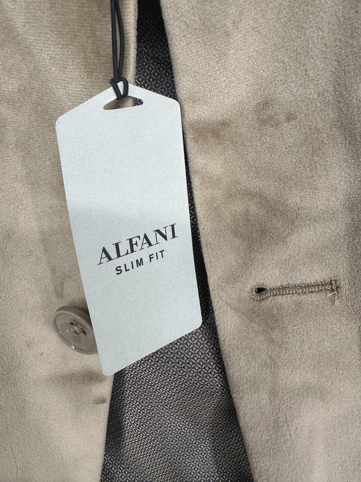 ALFANI Sports Coat Velvet Size 36R Tan Solid Slim Fit Jacket