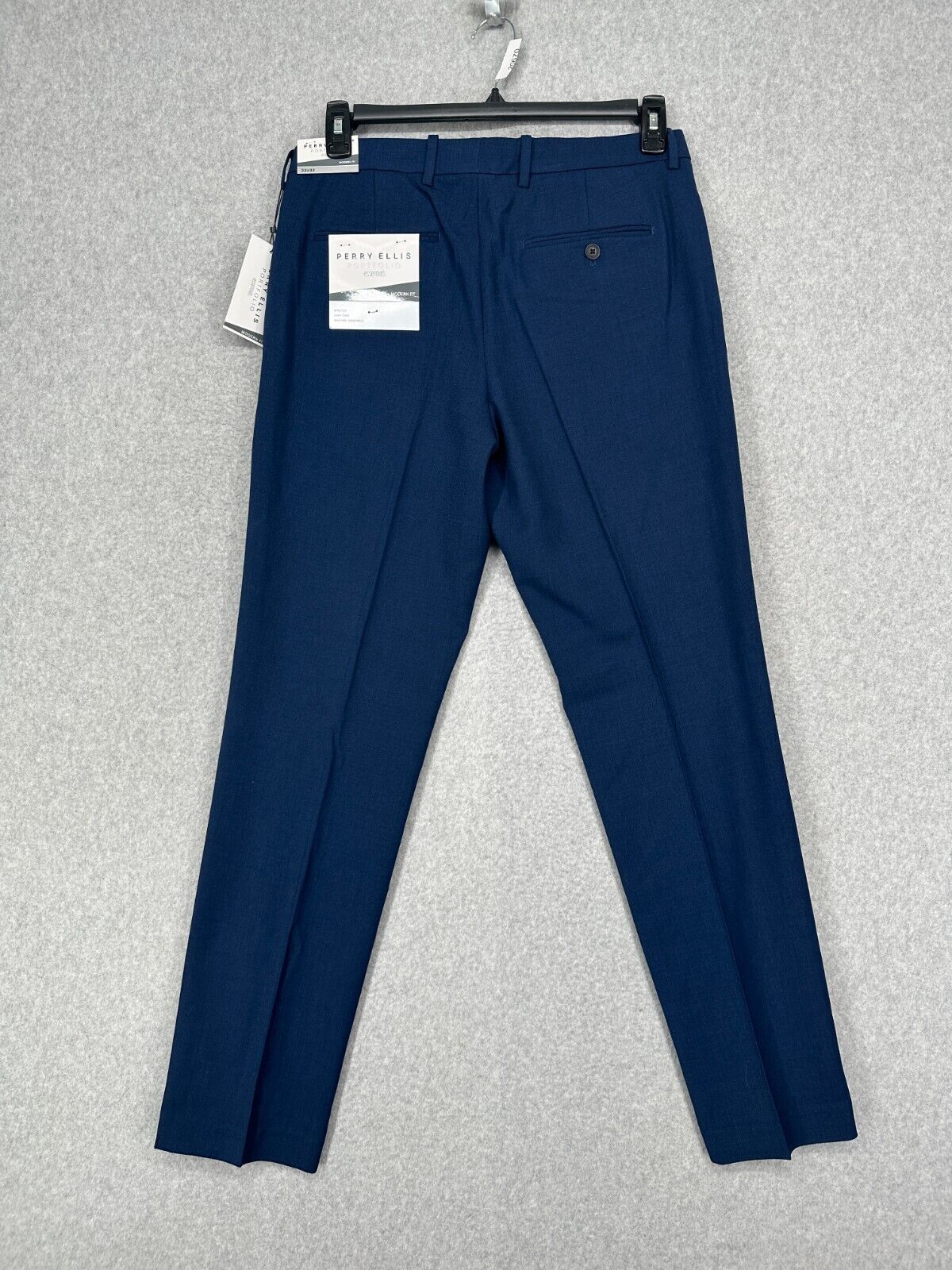 Perry Ellis Dress Pants Mens Size 32x32 Navy Heather Modern Fit Straight Leg NWT