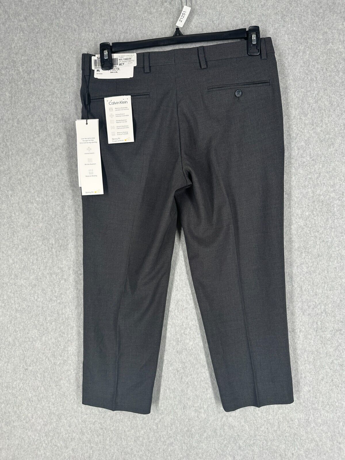 Calvin Klein Dress Pants Skinny Fit Size 32x23 Dark Gray Infinite Stretch PreWor