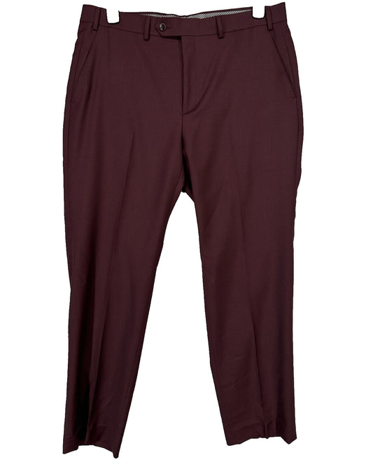 MICHAEL KORS Suit Pants Mens Size 36x30 Burgundy Sharkskin Airsoft Classic Fit