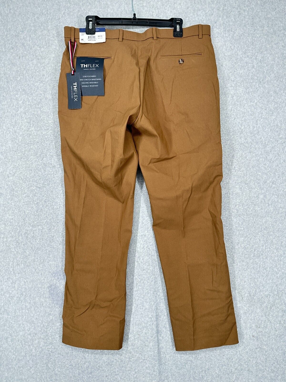 TOMMY HILFIGER Dress Pants Mens Size 32x34 Camel Brown Solid Stretch Performance