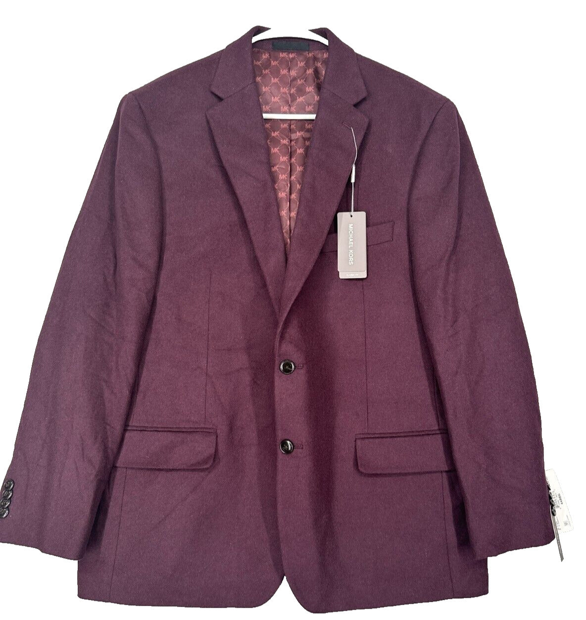 MICHAEL KORS Sport Coat Mens Size 48R Burgundy Wool Silk Cashmere Classic NWT