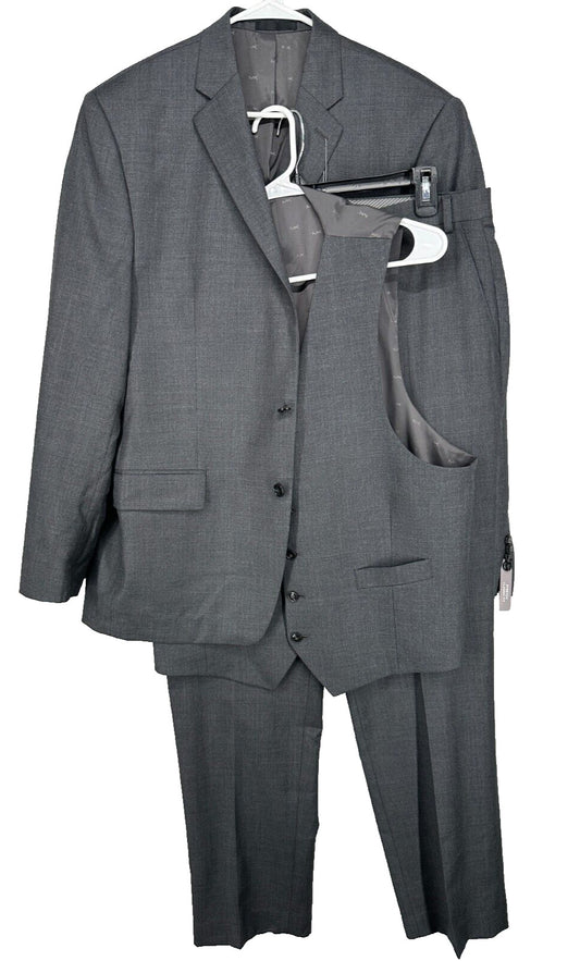 MICHAEL KORS Suit Mens Size 44L 38x32 Charcoal Classic Fit Wool Blend 3-Piece