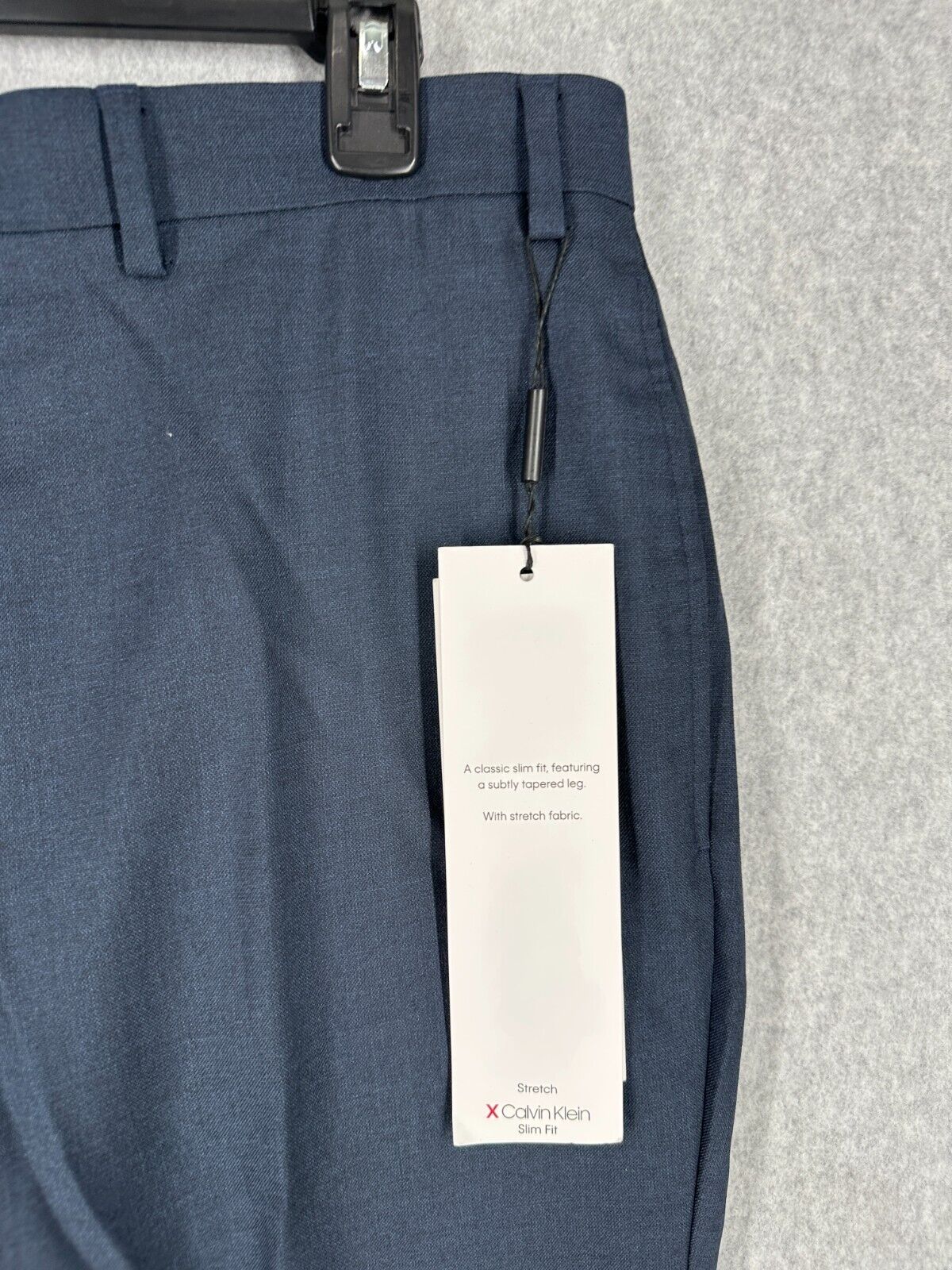 Calvin Klein Dress Pants Mens Size 36x29 Navy Solid Slim Fit Performance NWT