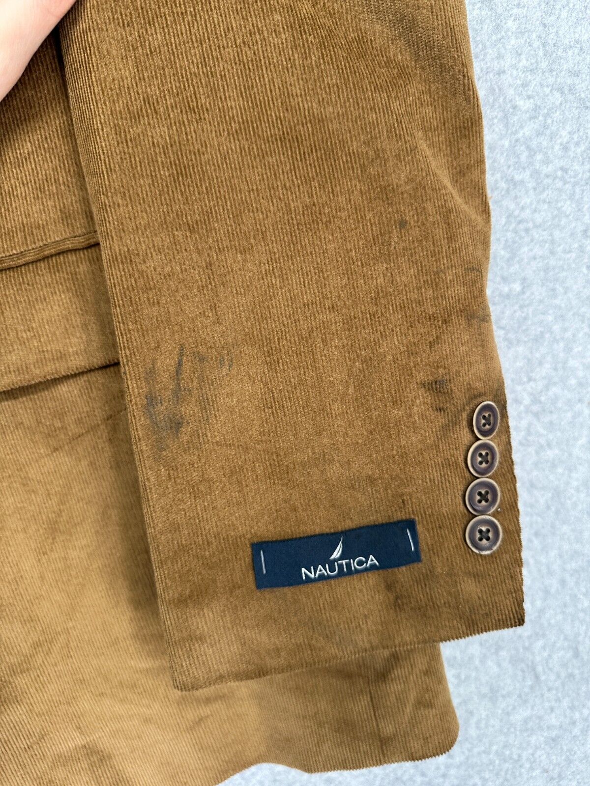 NAUTICA Sport Coat Mens Size 42L Corduroy Camel Modern Fit Active Stretch