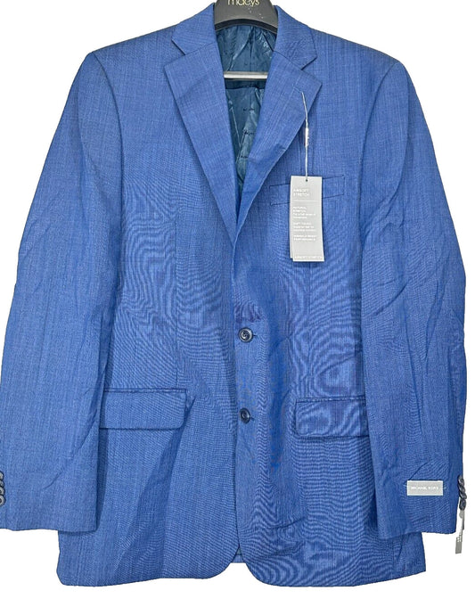 MICHAEL KORS Suit Jacket Size 40L Blue Tic Modern Fit Airsoft Stretch  NWT $450