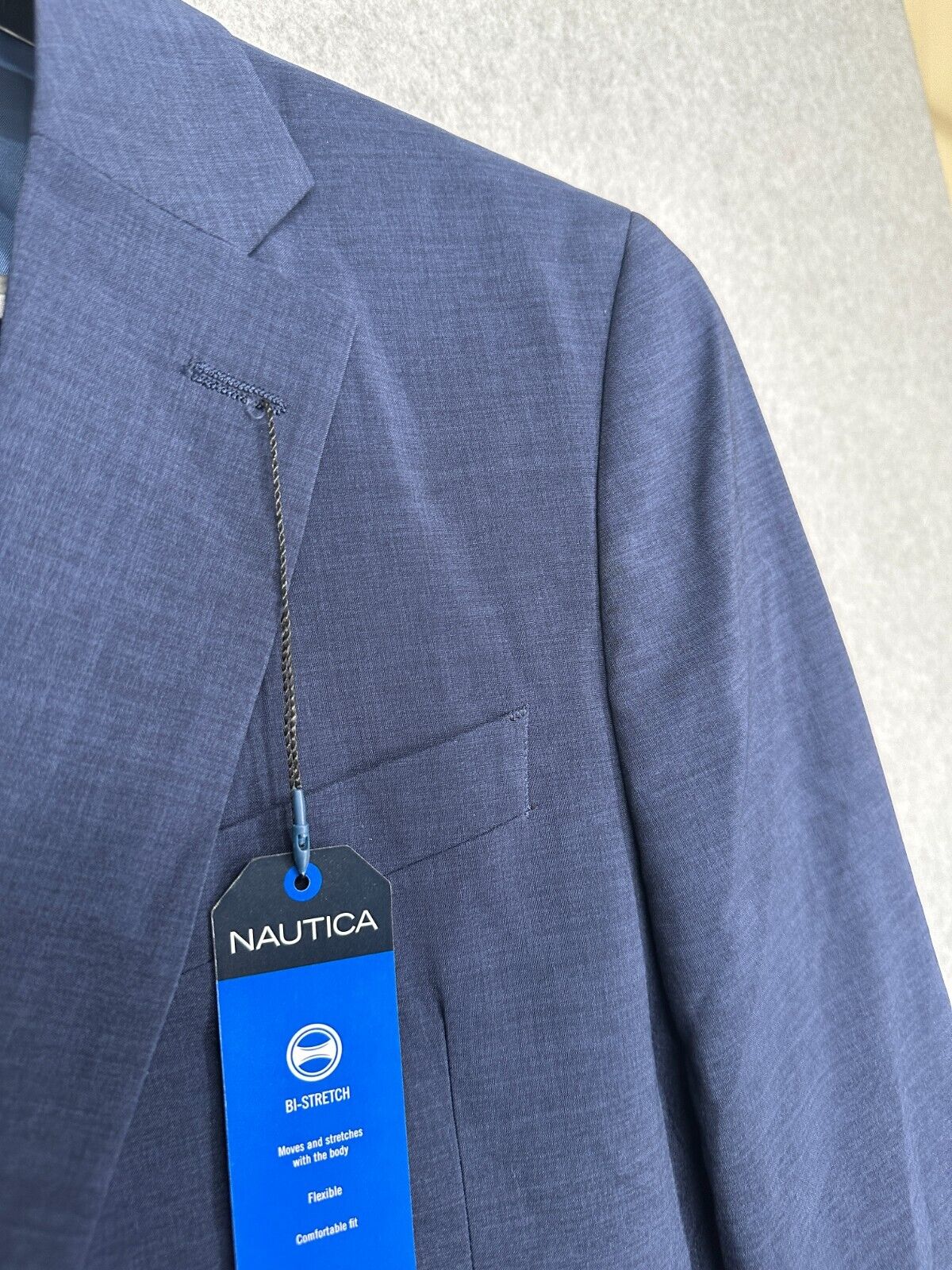 NAUTICA Suit Jacket Mens Size 40L Blue Solid Modern Fit Stretch GAFF NWT