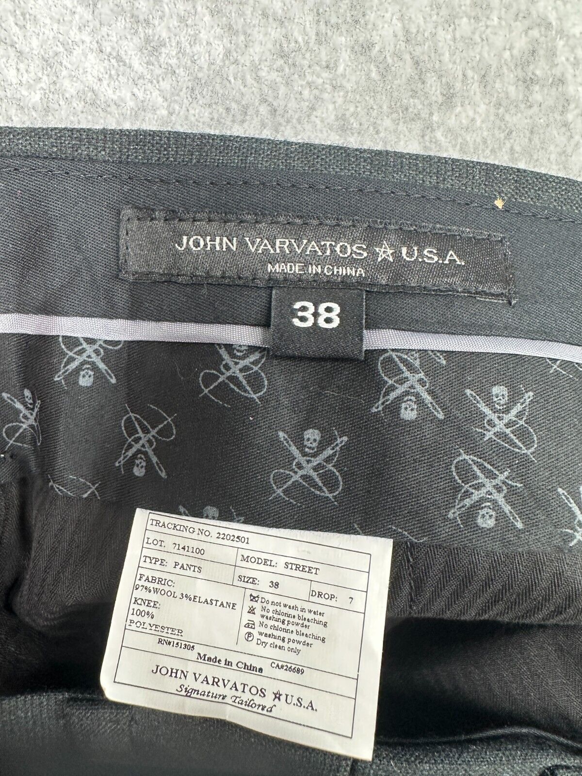 John Varvatos Star USA Suit Pants Mens Size 38 Gray Tonal Plaid Slim Fit NWT 198