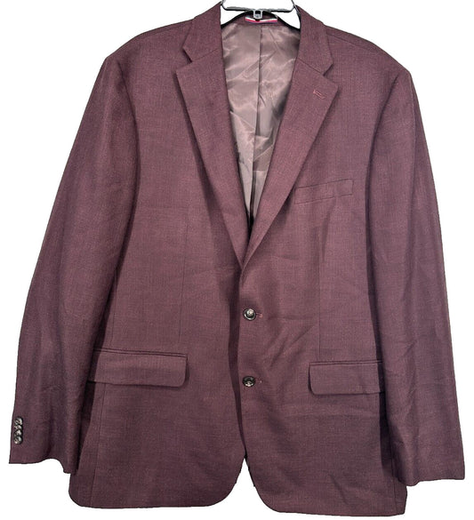 TOMMY HILFIGER Sport Coat Size 46L Burgundy Solid Modern Fit CONRAD NWOT FLAW!