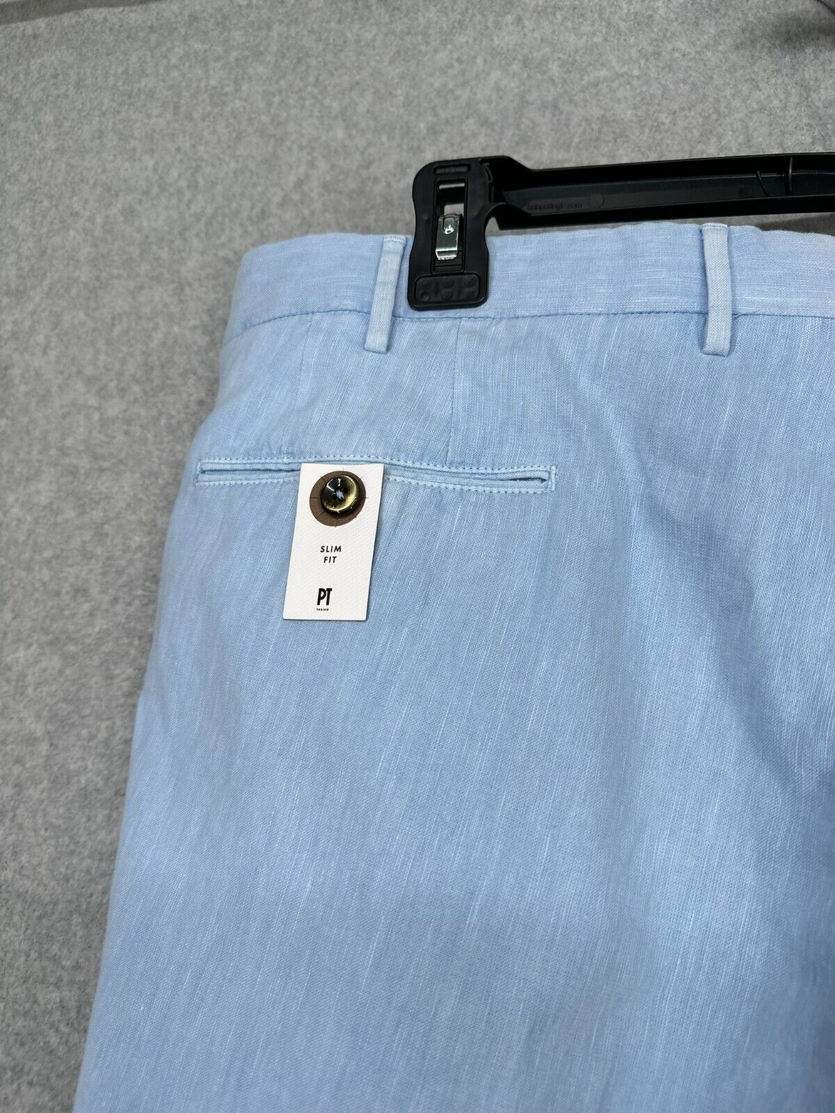 PT Torino Linen Pants Mens EU 56 US Size 40x36 Blue Slim Fit Tapered NWT $395