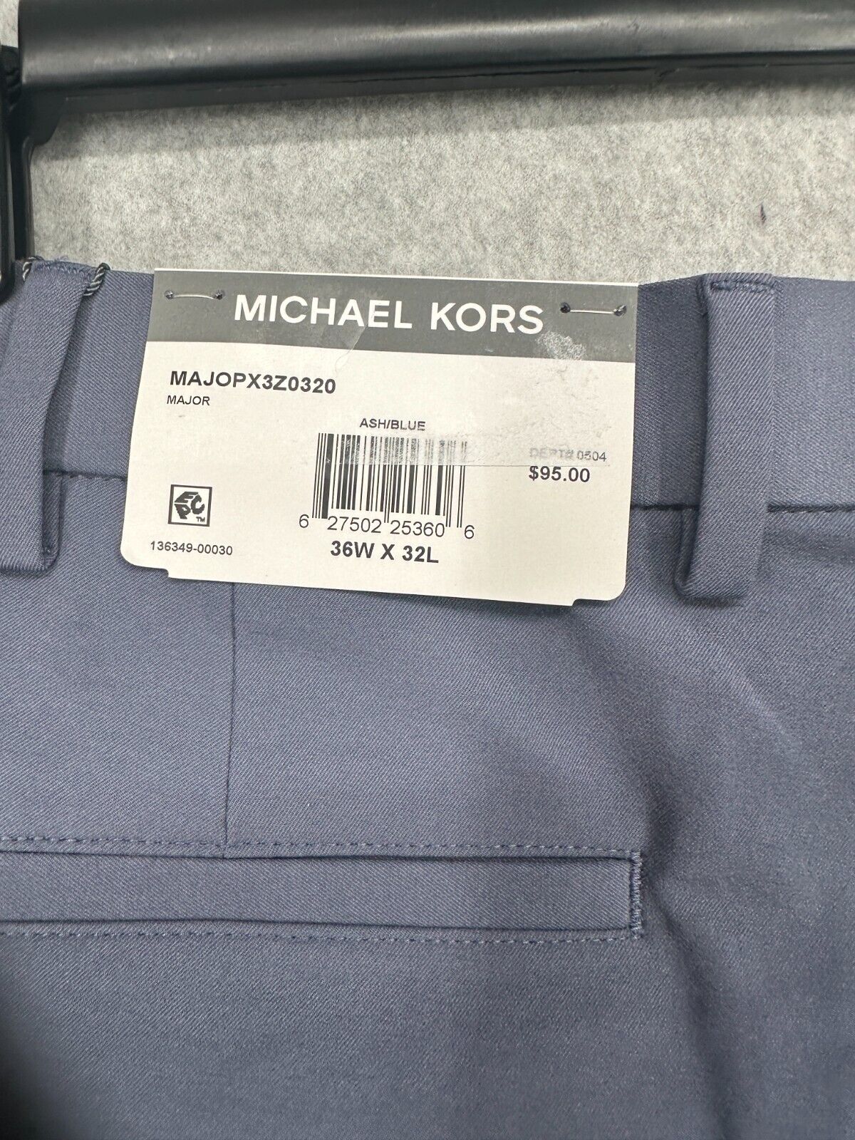 Michael Kors Dress Pants Men Size 36x32 Ash Blue Classic Fit Stretch Performance