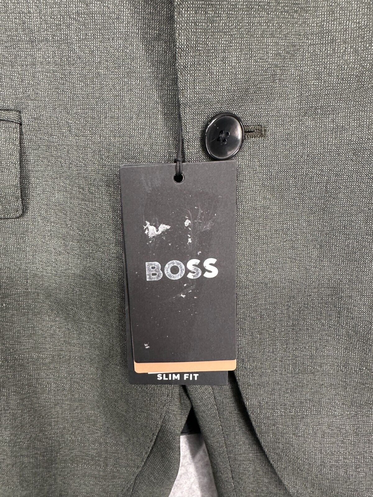 BOSS Suit Mens Size 38R 2-Piece Italian Fabric Green Slim Fit Wool Blend NWT 895