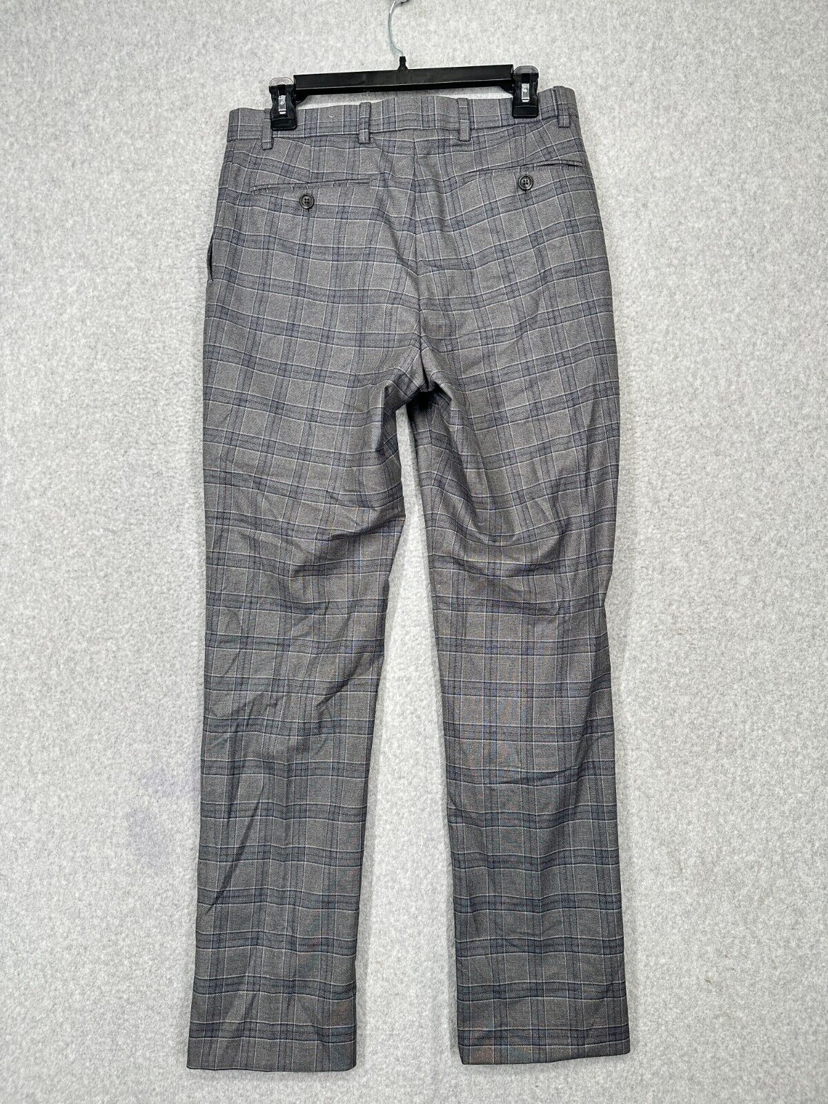 TOMMY HILFIGER Dress Pants Mens Size 34x34 Gray Blue Plaid Modern Fit TATE NWT