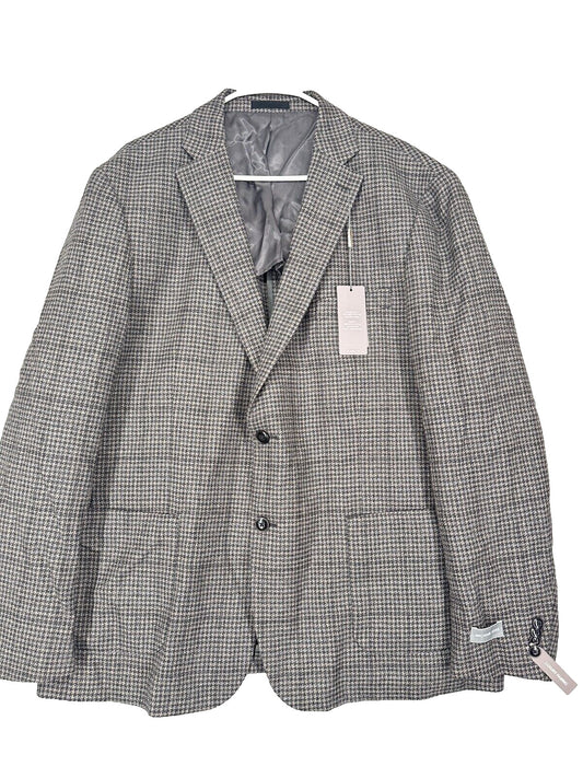 MICHAEL KORS Sport Coat Mens Size 40R Gray Tan Houndstooth Wool Classic Fit NWT