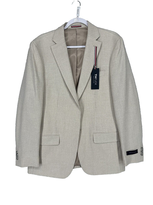 Tommy Hilfiger Sport Coat Mens Size 40R White Tan Check Modern Fit NWT FLAW!