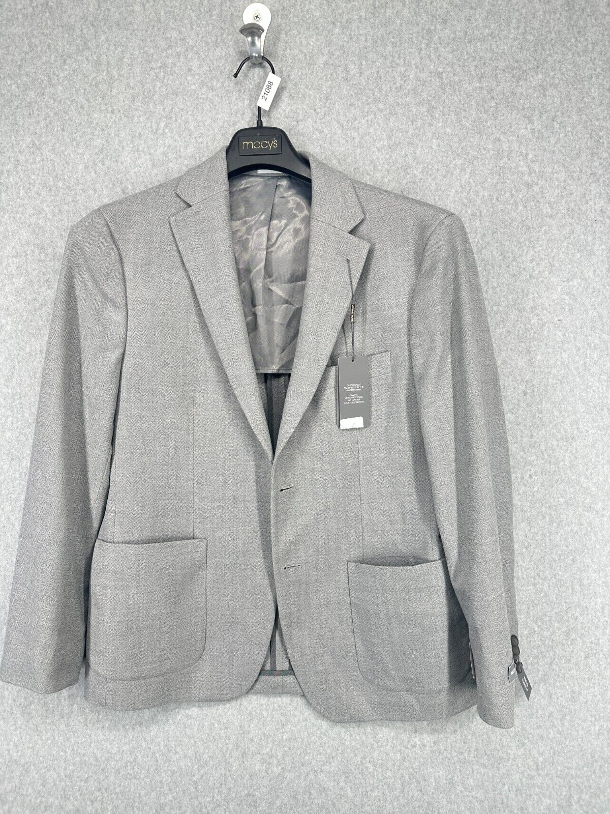 MICHAEL KORS Sport Coat Size 40S Light Gray Classic Fit Herringbone Woven FLAW