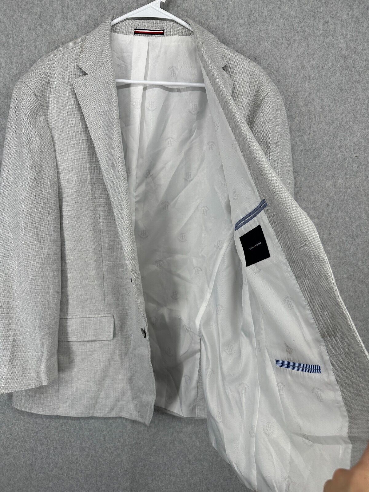 TOMMY HILFIGER Sport Coat Size 46R Gray Weave Modern Fit DIRTY!