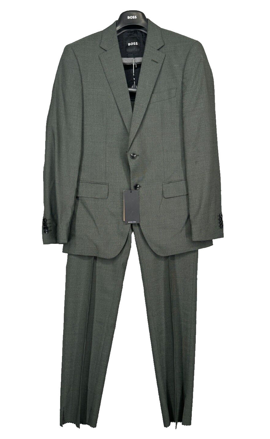 BOSS Suit Mens Size 38R 2-Piece Italian Fabric Green Slim Fit Wool Blend NWT 895