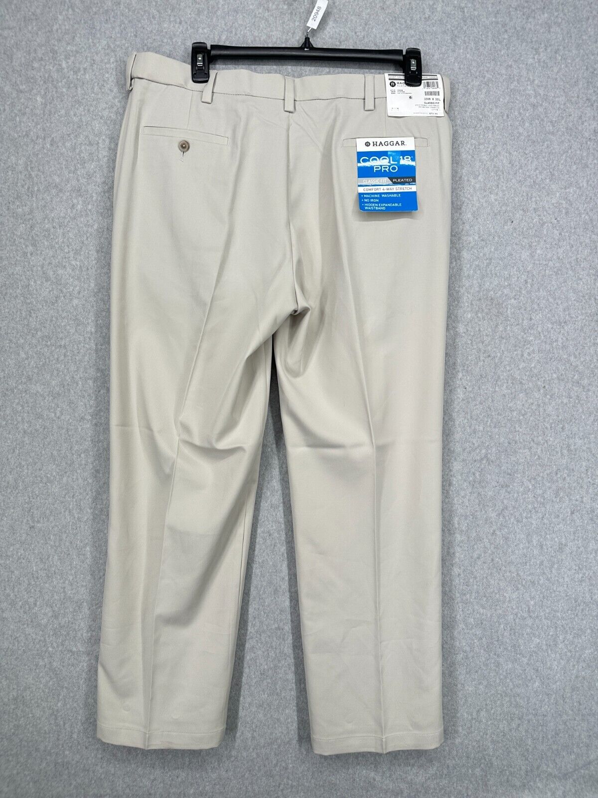 Haggar Dress Pants Mens Size 38x30 String Beige Cool 18 Pro Classic Fit Stretch