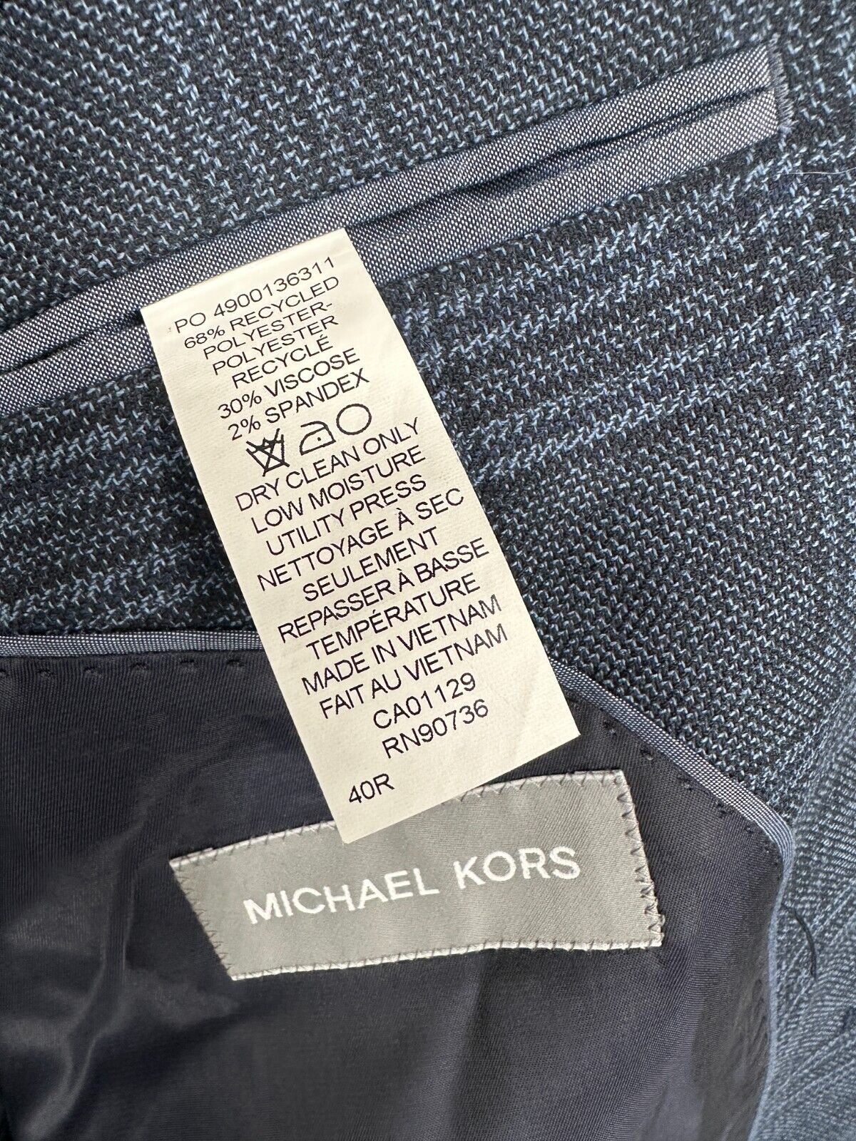 MICHAEL KORS Sport Coat Mens Size 40R Navy Pattern Plaid Classic Fit NWOT