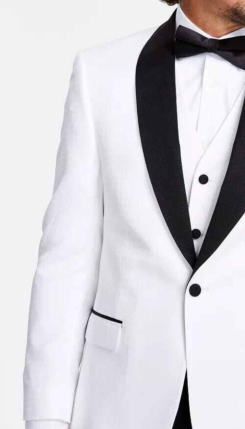 ALFANI Tuxedo Jacket Size 38L White Medallions Floral Slim Fit NWOT $295