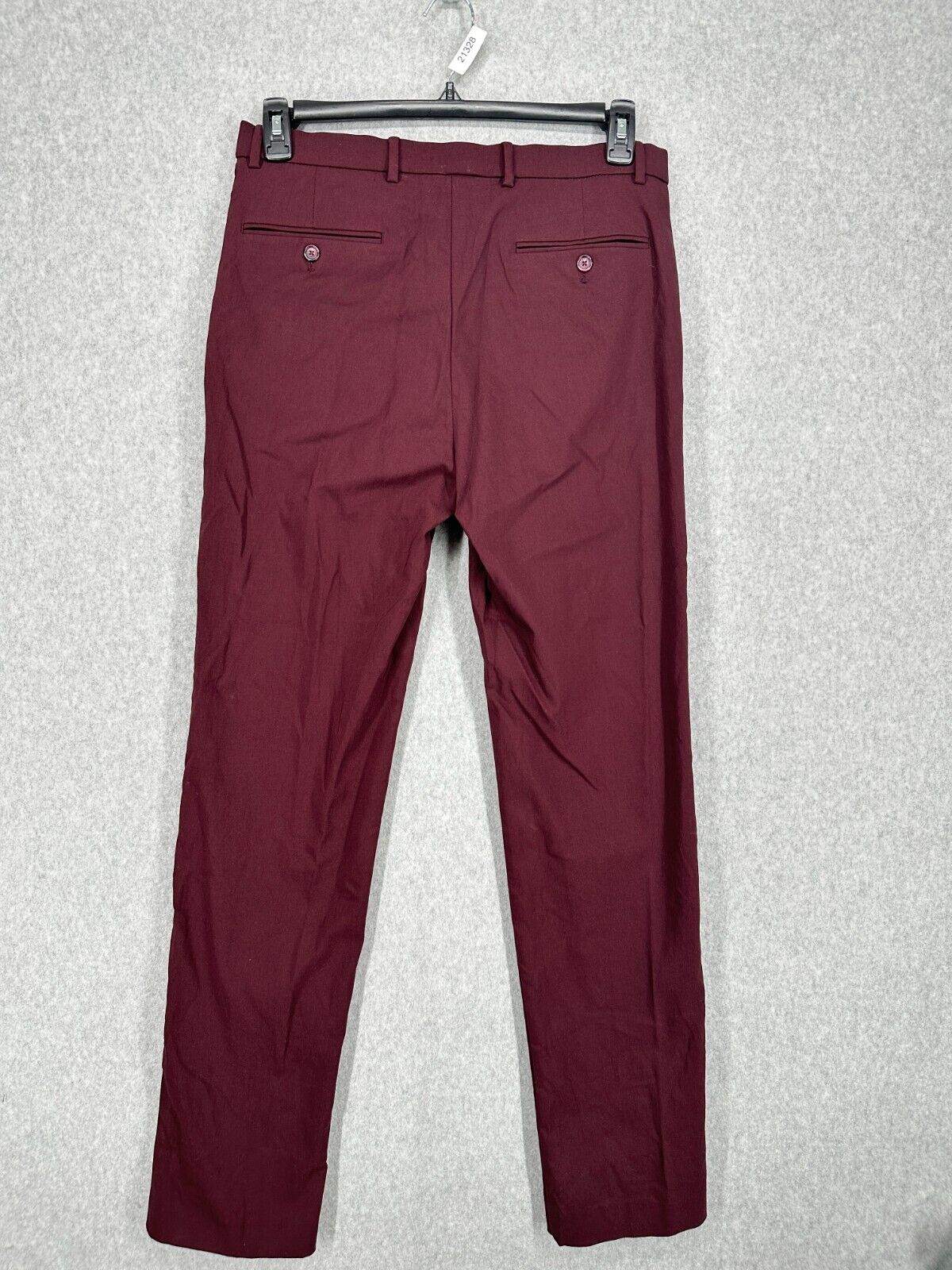 TOMMY HILFIGER Dress Pants Mens Size 32x34 Burgundy Solid Stretch Performance