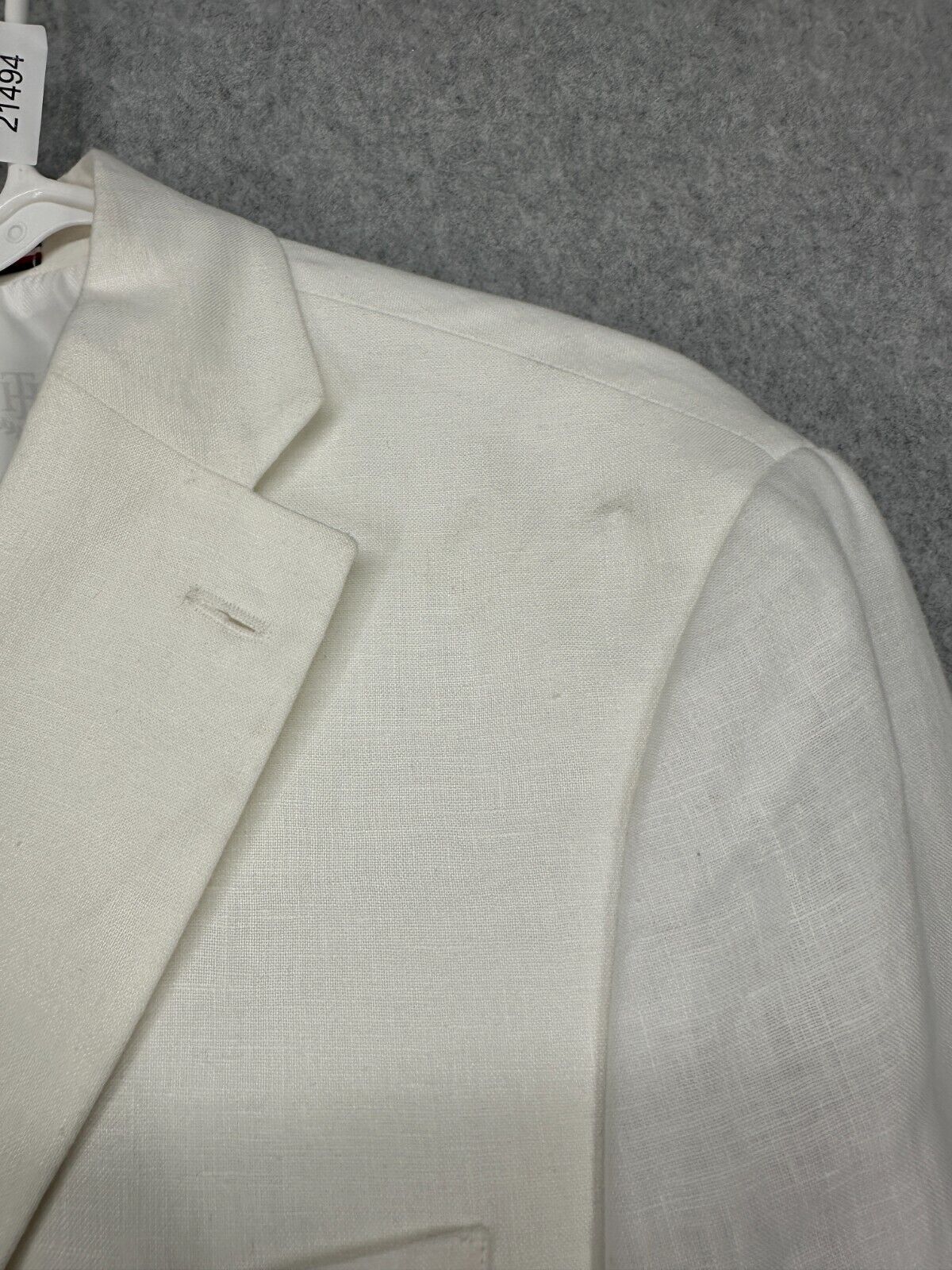 Tommy Hilfiger Suit Jacket Mens Size 40S White 100% Linen Modern Fit PreOwned