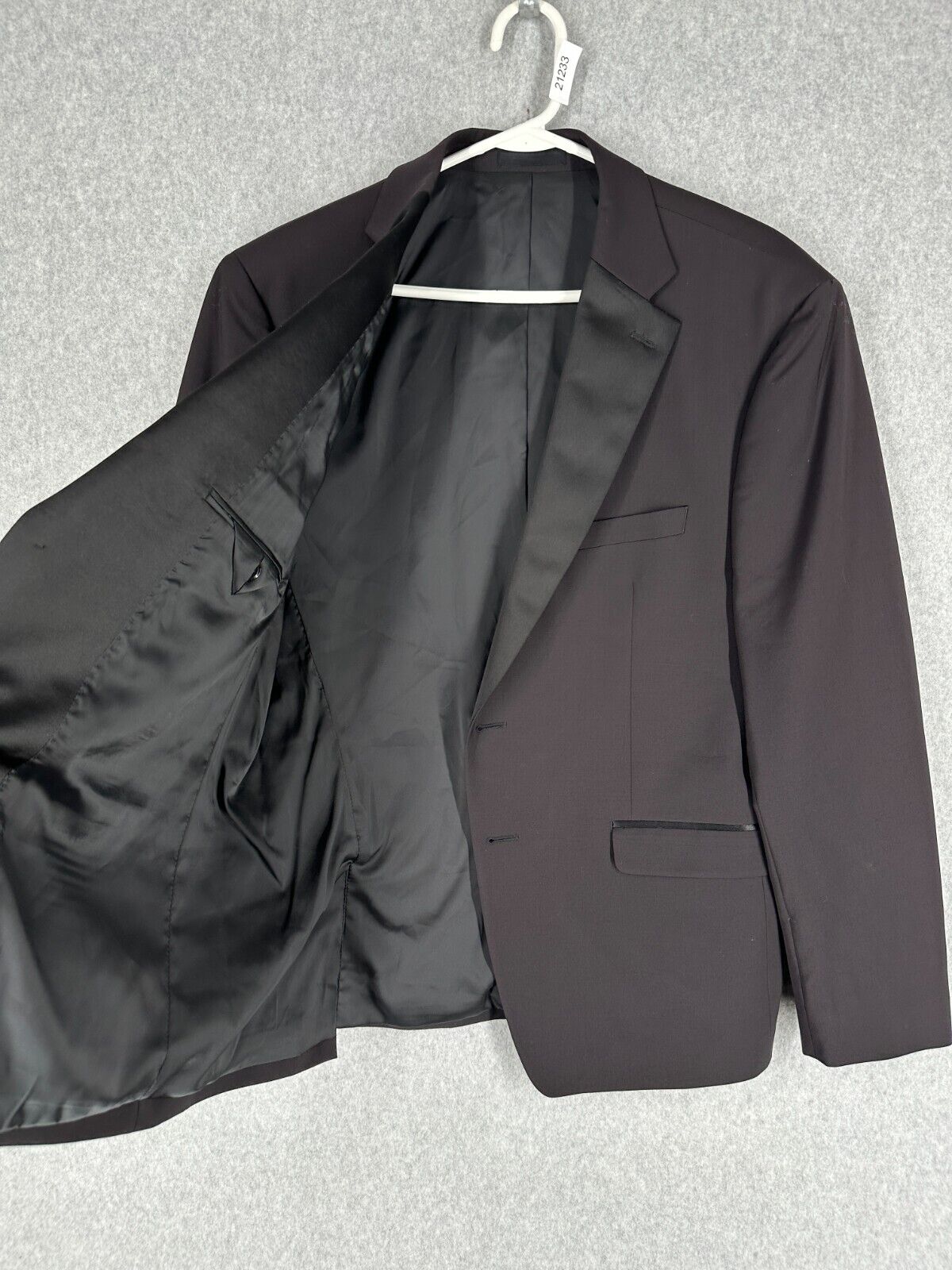 CALVIN KLEIN Tuxedo Jacket Size 44S Black Solid Infinite Stretch Slim Fit FLAW