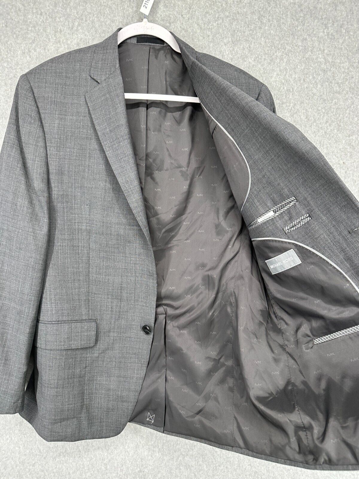 MICHAEL KORS Suit Jacket Size 40R Mid Gray Classic Fit Wool Blend Stretch FLAW