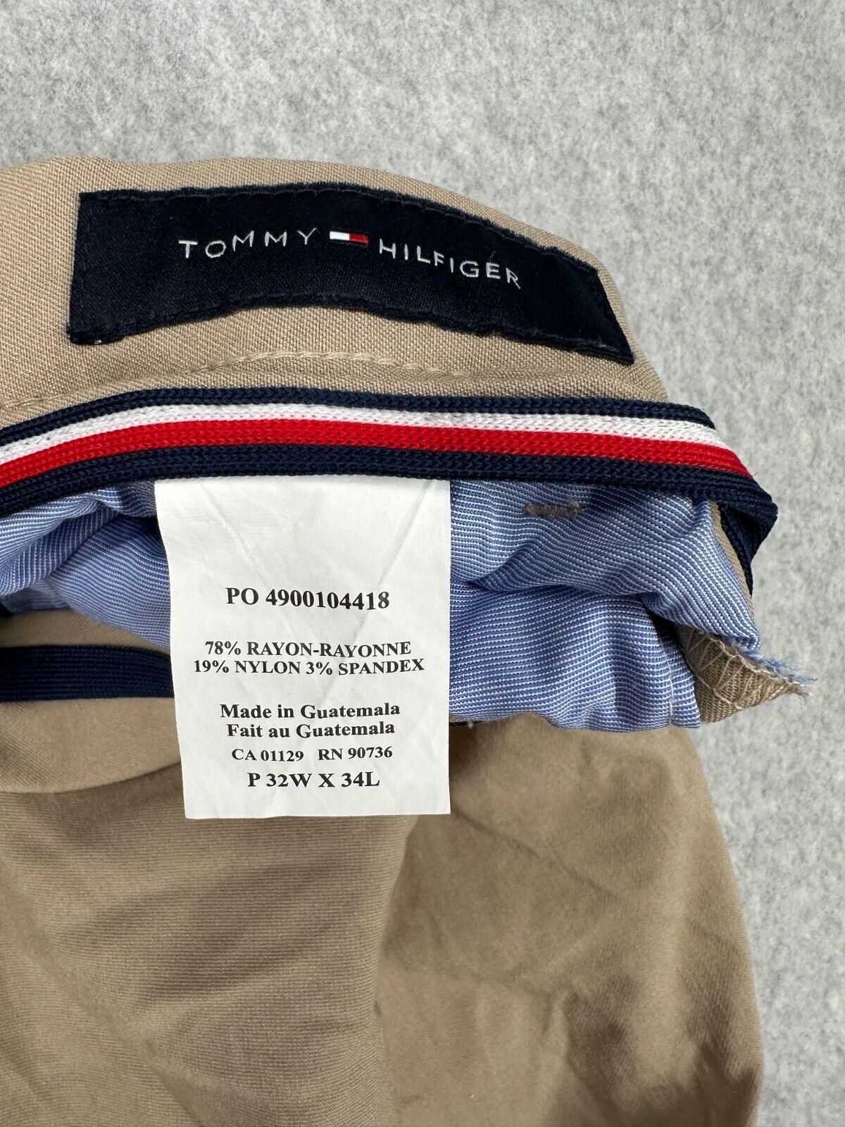 TOMMY HILFIGER Performance Pants Mens Size 32x34 Tan Modern Fit TH Flex Stretch