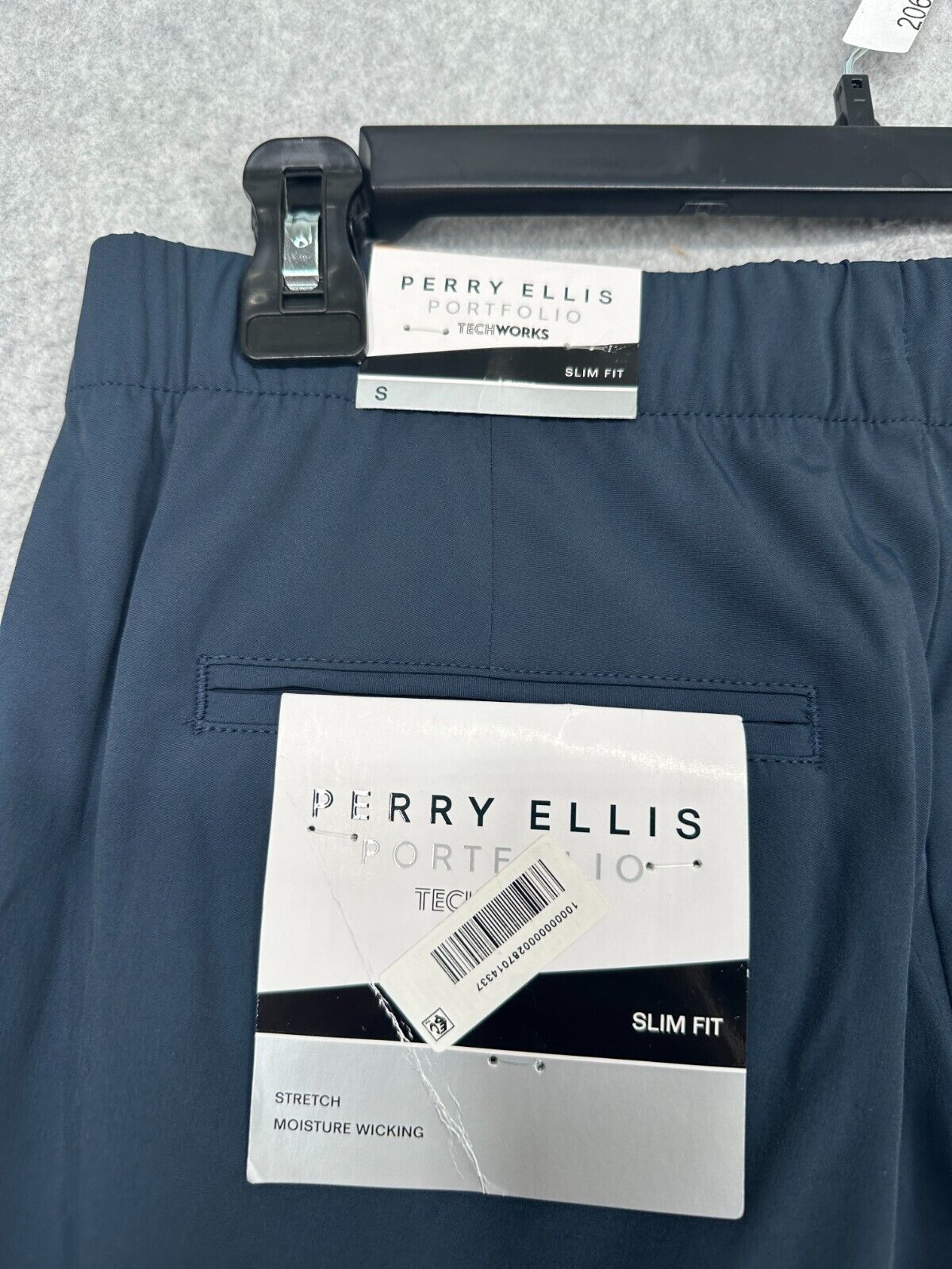 Perry Ellis Dress Pants Mens Size Small Navy Drawstring Slim Fit Poplin NWT