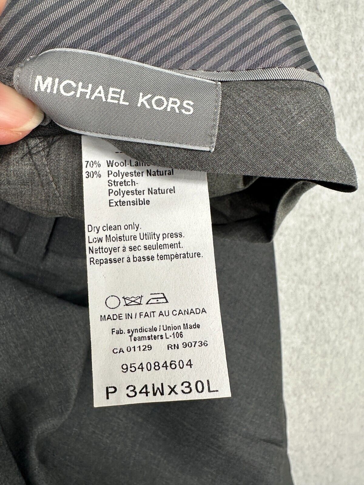 Michael Kors Suit Pants Mens Size 34x30 Gray Classic Fit Wool Blend NWT