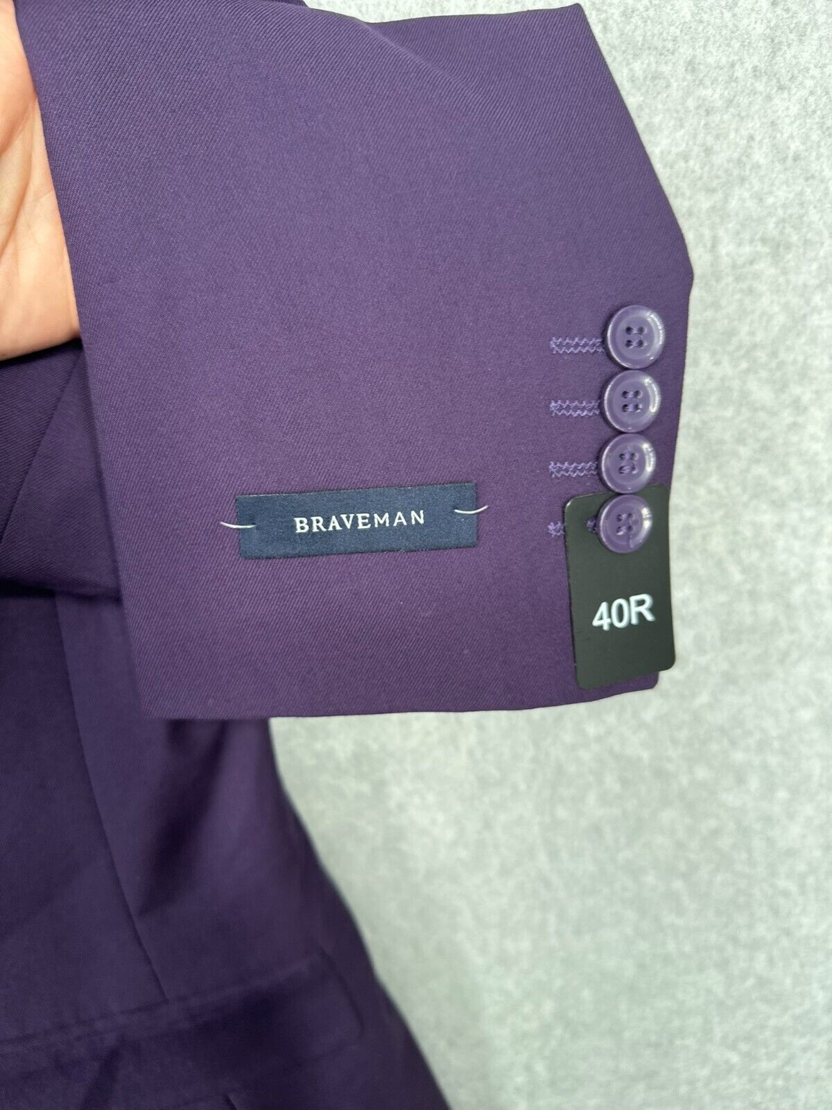 BRAVEMEN Suit Size 36R 30W Plum Purple Slim Fit 3-Piece Performance NWT