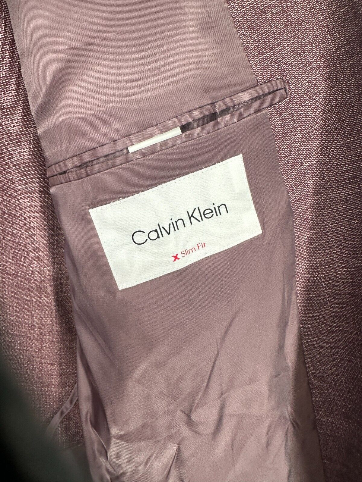 CALVIN KLEIN Sport Coat Mens Size 44L Raspberry Red Slim Fit Jacket NWOT